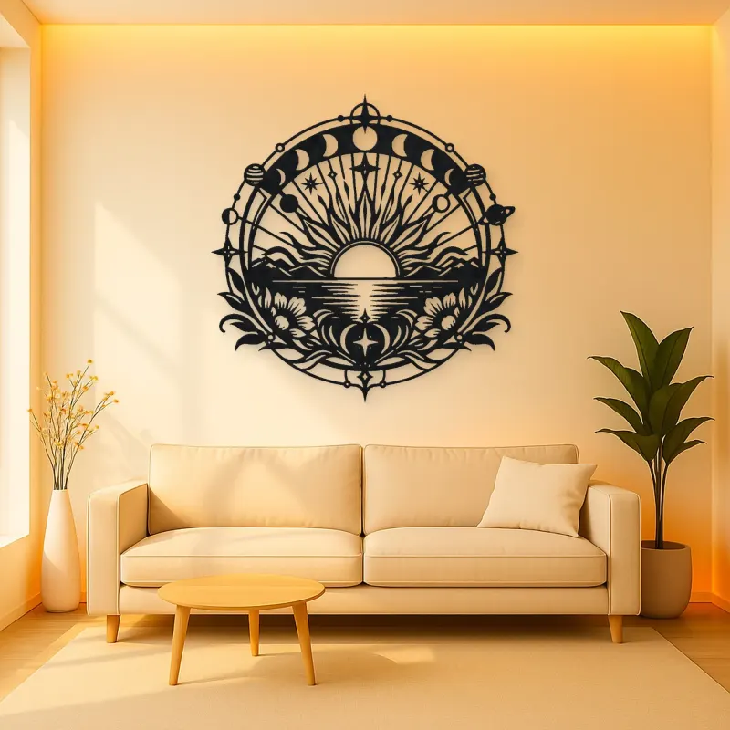 Sunrise Mandala Metal Wall Art | Spiritual Boho Metal Decor