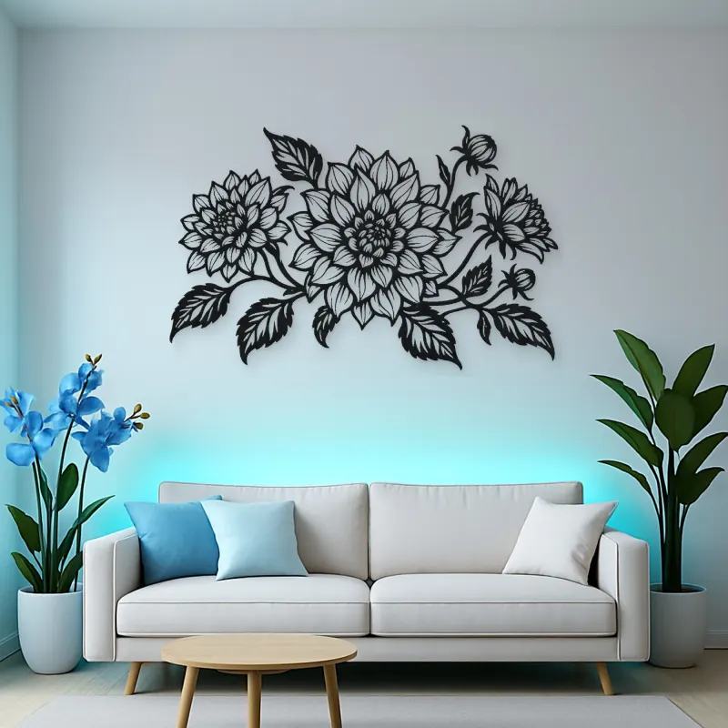 Dahlia Bloom Metal Wall Art | Botanical Metal Wall Decor