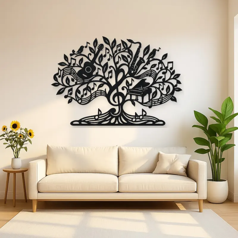 Music Note Tree Metal Wall Art | Music Room Wall Decor