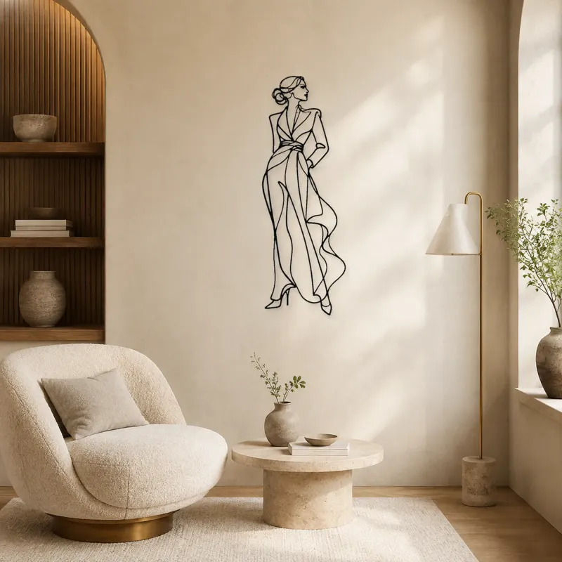 Sculptural Dress Muse Metal Wall Art | Fashion Figure Wall Decor - lifestyle view 5
