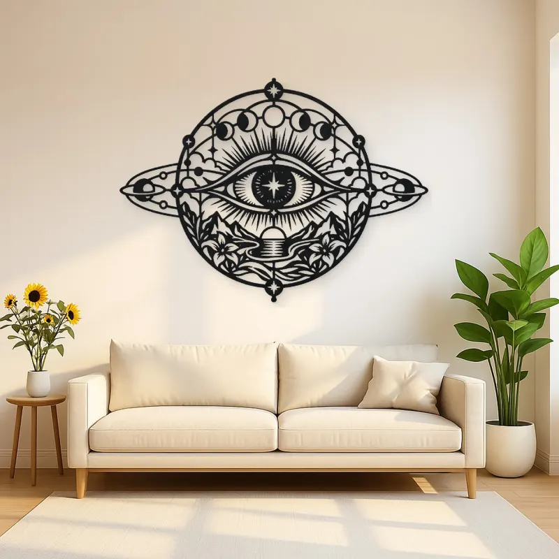 Cosmic Eye Symbol Metal Wall Art | Spiritual Boho Metal Decor