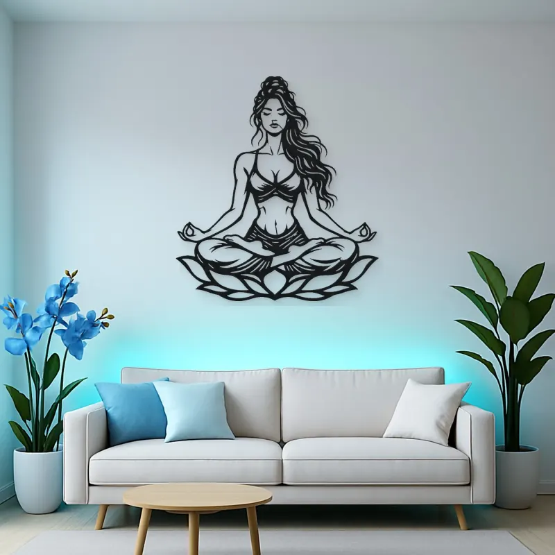 Lotus Meditation Metal Wall Art | Movement Silhouette Decor