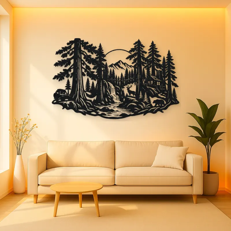 Redwood Canopy Metal Wall Art | Nature Silhouette Decor