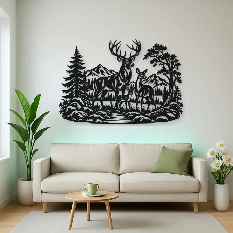 Deer Forest Profile Metal Wall Art | Wildlife Silhouette Decor