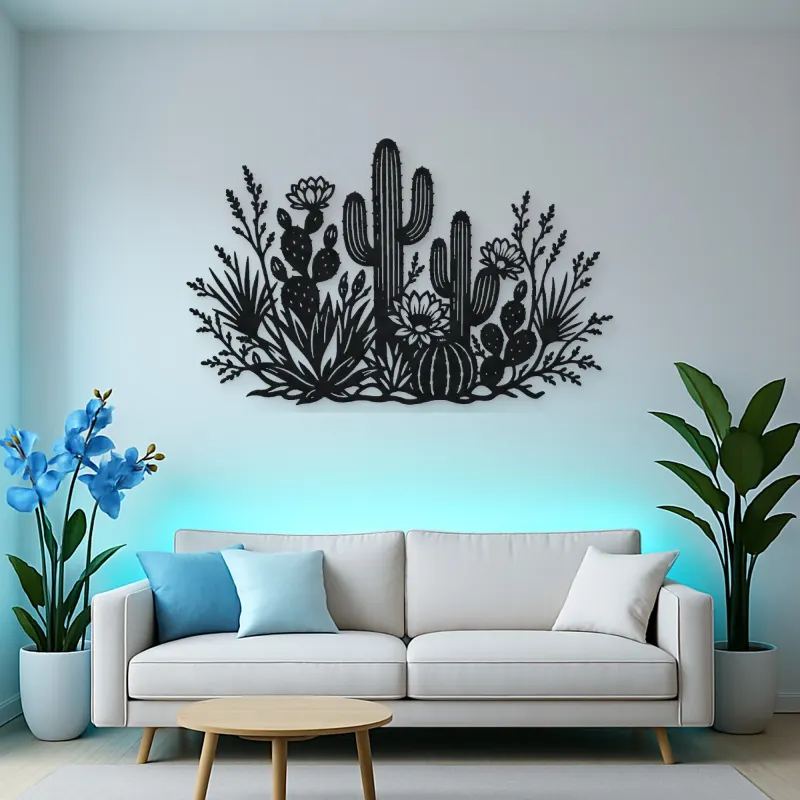Cactus Desert Garden Metal Wall Art | Botanical Metal Wall Decor
