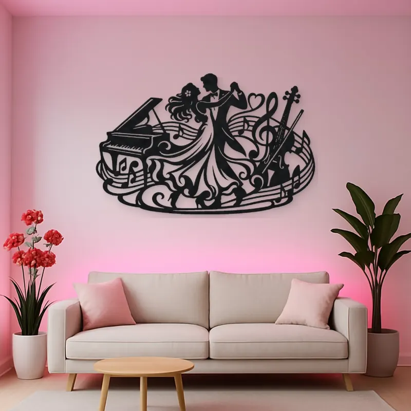 Dancing Couple Music Metal Wall Art | Romantic Couple Decor