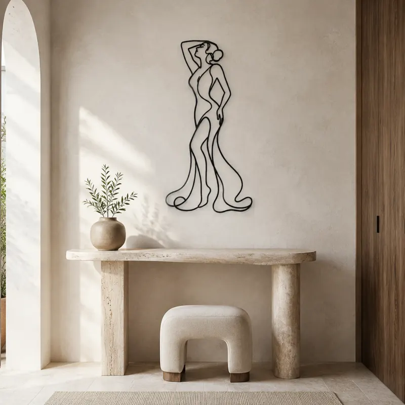 Sculptural Body Arc Metal Wall Art | Feminine Figure Wall Decor - lifestyle view 3