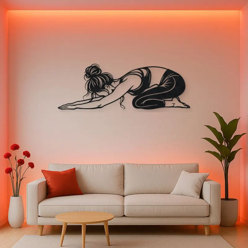 Calm Child Pose Metal Wall Art | Family Silhouette Decor