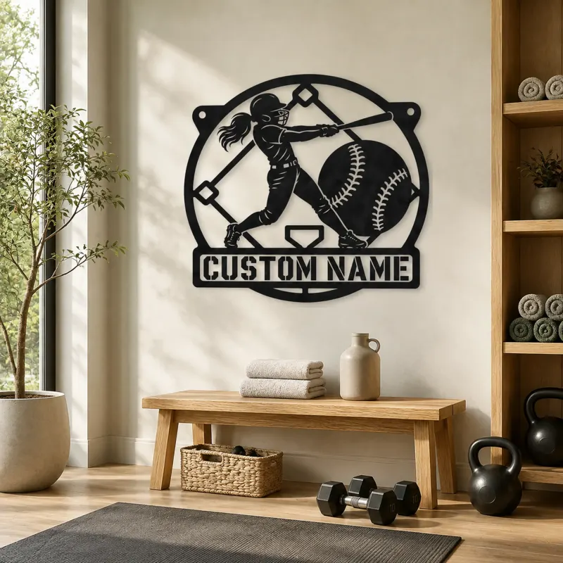 Personalized Softball Batter Metal Wall Art with Diamond - lifestyle view 4
