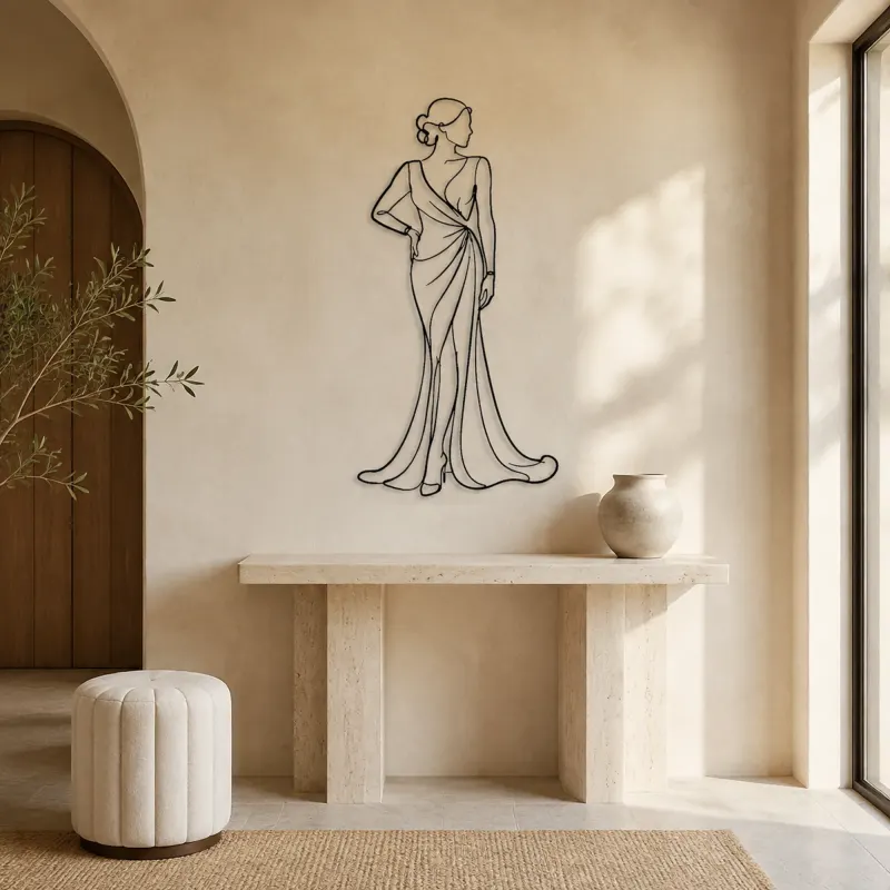 Floor Length Gown Muse Metal Wall Art | Fashion Figure Wall Decor - lifestyle view 3