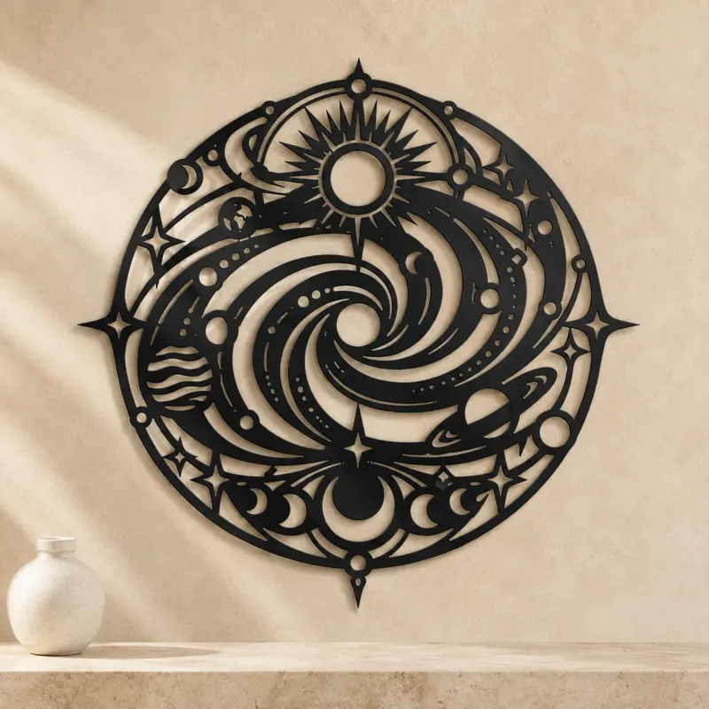 Galaxy Spiral Emblem Metal Wall Art | Celestial Boho Wall Decor - lifestyle view 3