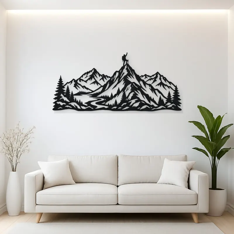 Climber Summit Moment Metal Wall Art | Nature Silhouette Decor