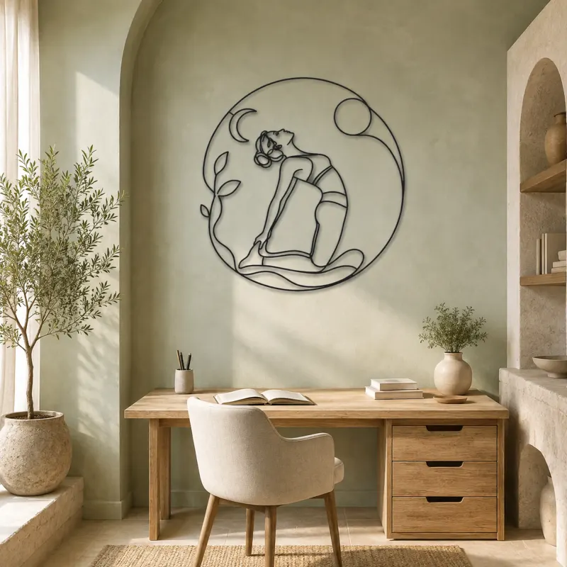 Camel Pose Open Heart Metal Wall Art | Yoga and Meditation Wall Decor - lifestyle view 4