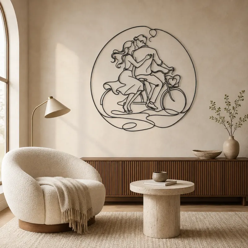 Bicycle Couple Metal Wall Art | Romantic Couple Decor - lifestyle view 5