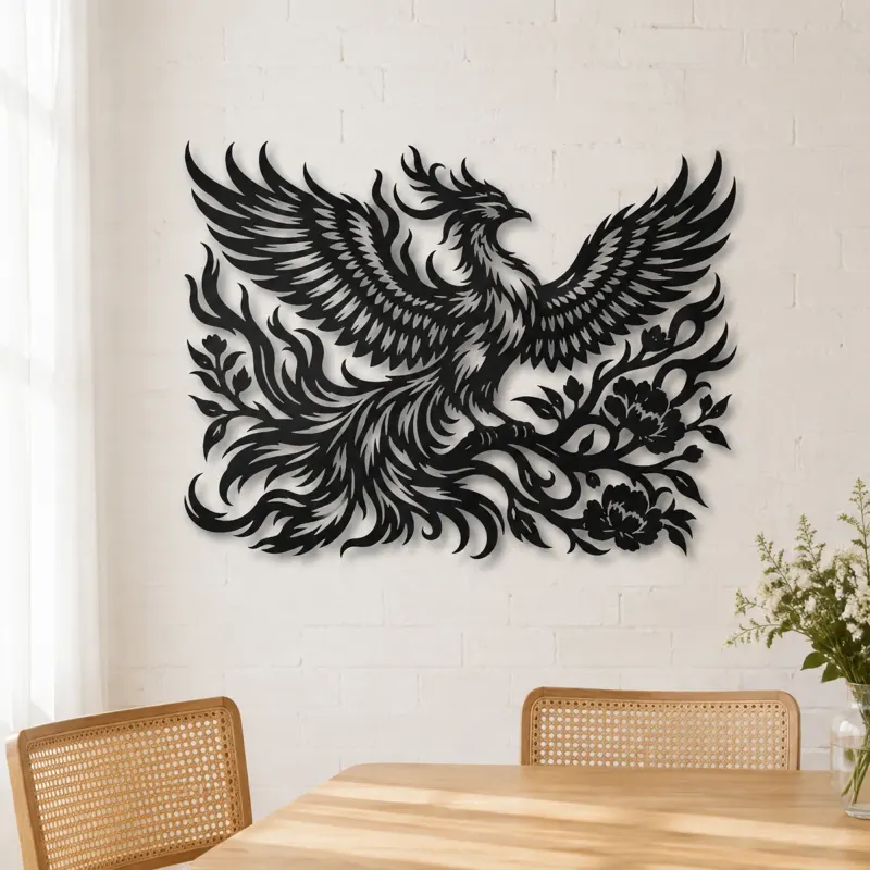 Phoenix Flame Flow Metal Wall Art | Celestial Boho Wall Decor - lifestyle view 4