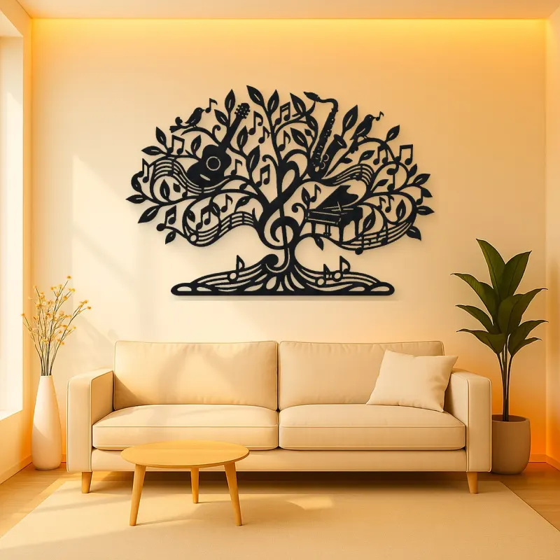 Music Note Tree Metal Wall Art | Music Room Wall Decor