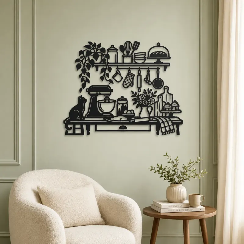 Baker Kitchen Line Metal Wall Art | Cozy Home Metal Decor - lifestyle view 2