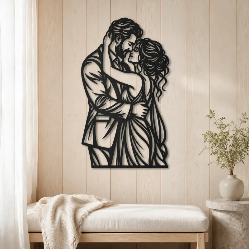 Anniversary Embrace Metal Wall Art | Romantic Couple Decor - lifestyle view 5