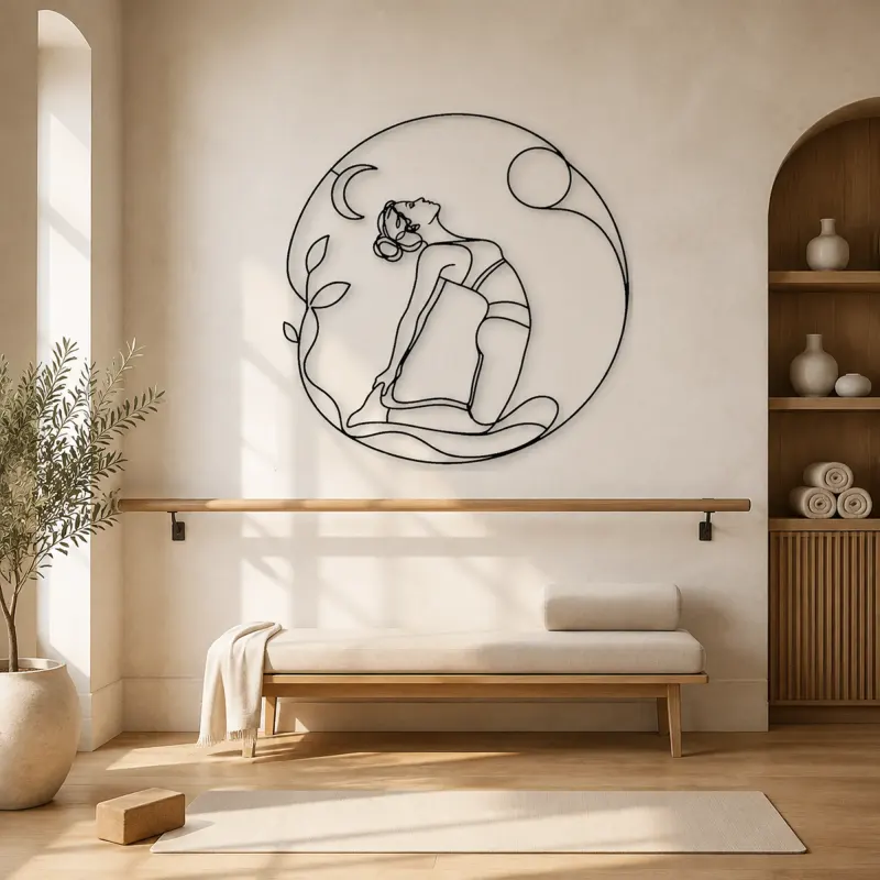 Camel Pose Open Heart Metal Wall Art | Yoga and Meditation Wall Decor