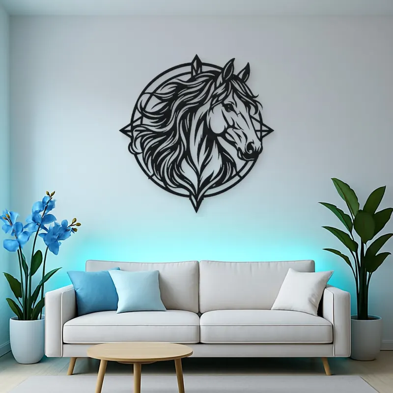 Horse Head Geometric Metal Wall Art | Equestrian Wall Decor