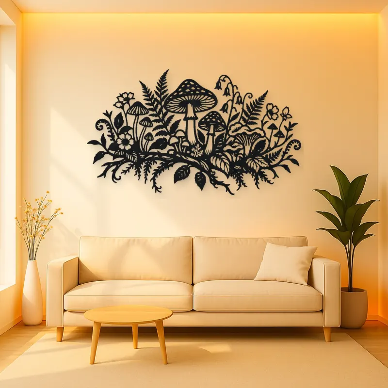 Mushroom Woodland Garden Metal Wall Art | Botanical Metal Wall Decor