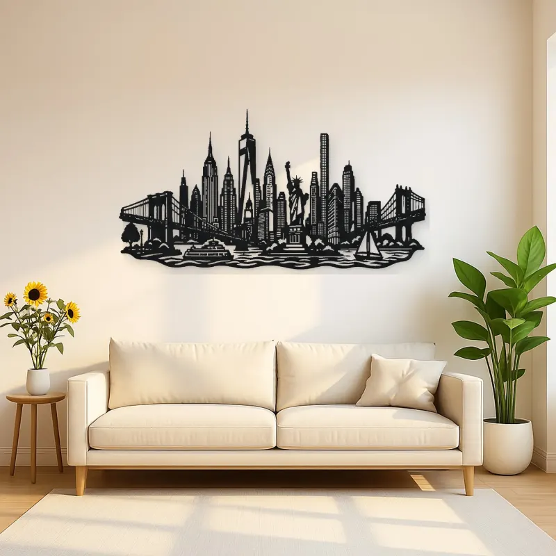 New York Skyline Flow Metal Wall Art | Travel and City Wall Decor