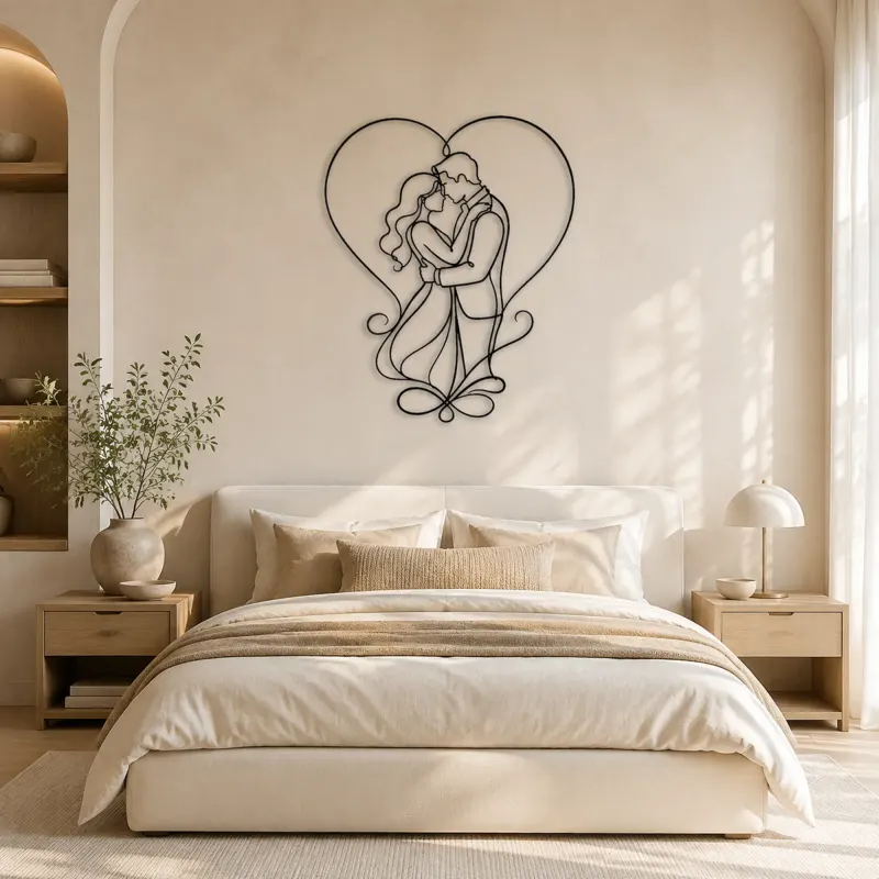 Heart Frame Lovers Metal Wall Art | Romantic Couple Decor - lifestyle view 2