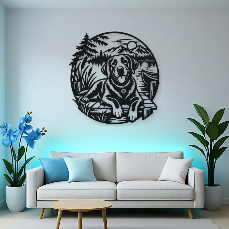 Labrador Lakeside Metal Wall Art | Pet Lover Silhouette Decor