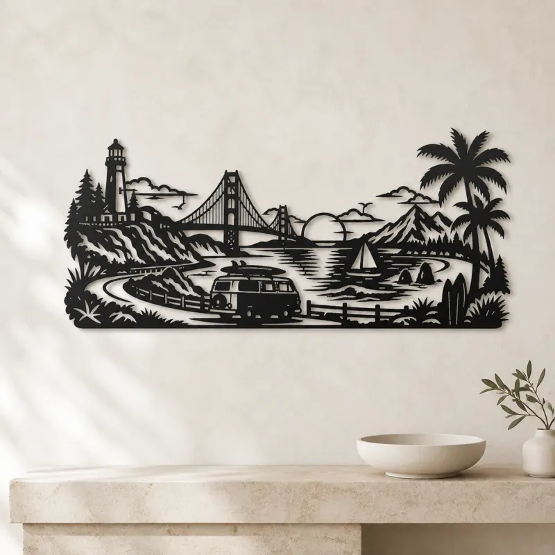 Van Life Coast Metal Wall Art | Travel and City Wall Decor - lifestyle view 3
