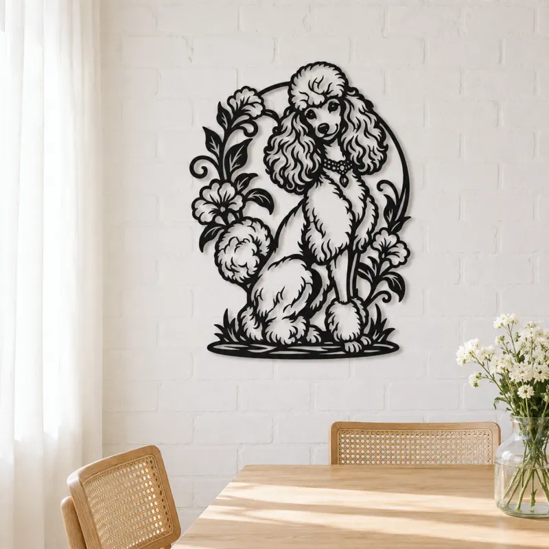 Poodle Elegant Pose Metal Wall Art | Pet Lover Silhouette Decor - lifestyle view 4