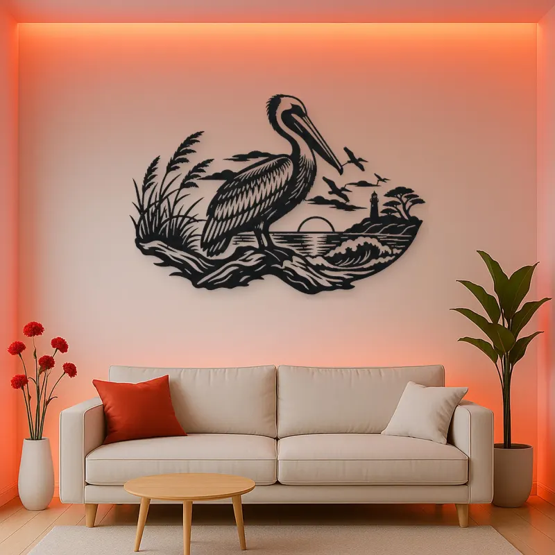 Pelican Coastline Metal Wall Art | Coastal and Nautical Wall Decor