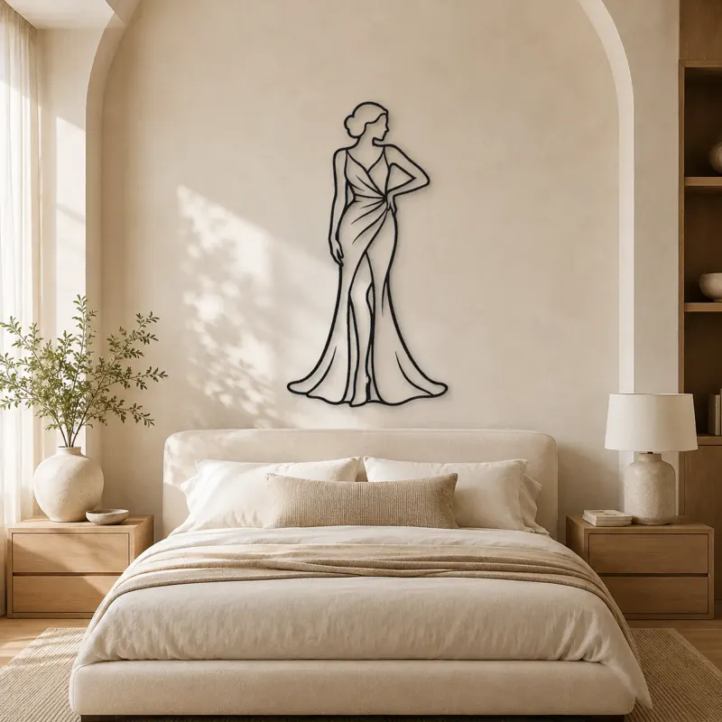 Satin Gown Silhouette Metal Wall Art | Fashion Figure Wall Decor - lifestyle view 2