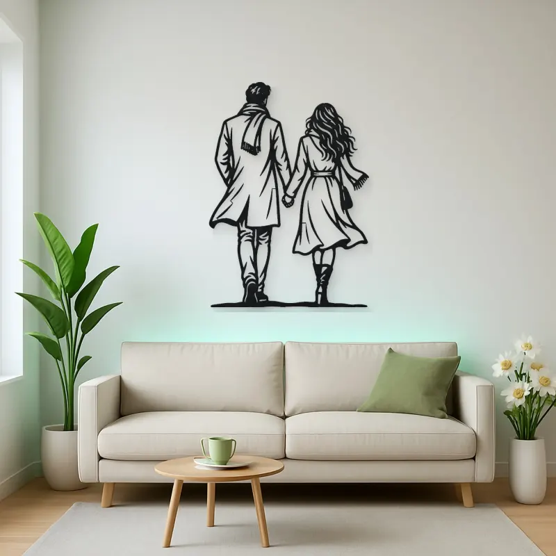 Evening Stroll Couple Metal Wall Art | Romantic Couple Decor