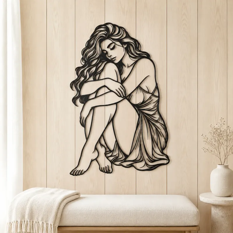 Curled Resting Pose Metal Wall Art | Movement Silhouette Decor - lifestyle view 5