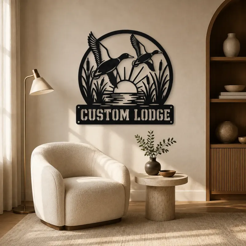 Personalized Flying Ducks Metal Wall Art for Hunting Lodge - lifestyle view 5