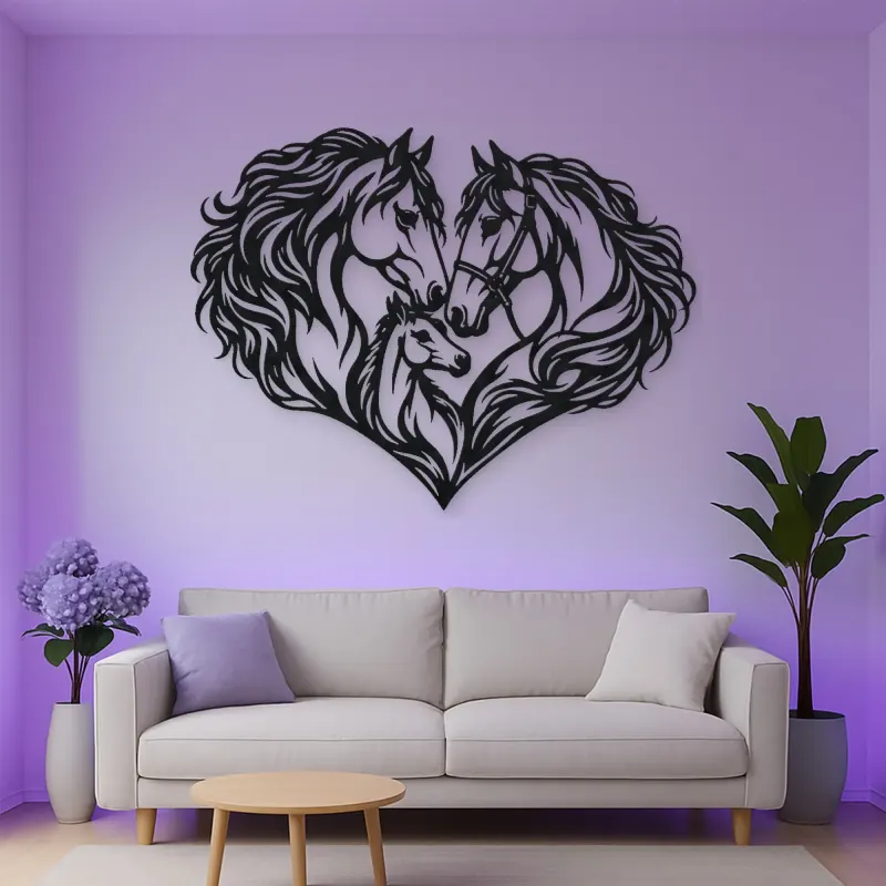 Horse Heart Profiles Metal Wall Art | Equestrian Wall Decor