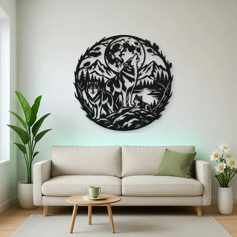Wolf Moon Arc Metal Wall Art | Celestial Boho Wall Decor