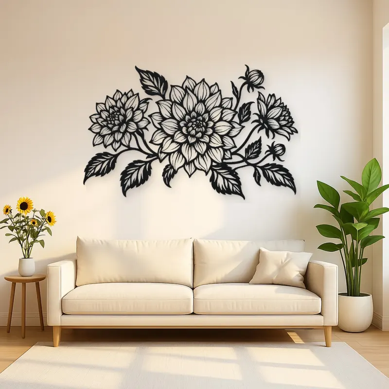 Dahlia Bloom Metal Wall Art | Botanical Metal Wall Decor