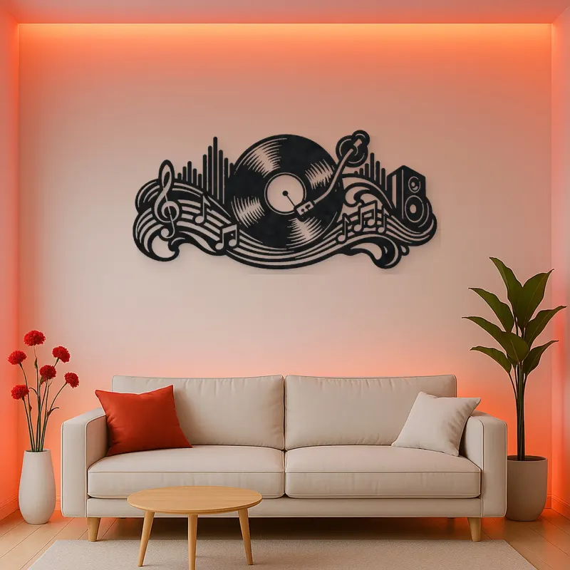 Vinyl Record Wave Metal Wall Art | Music Room Wall Decor