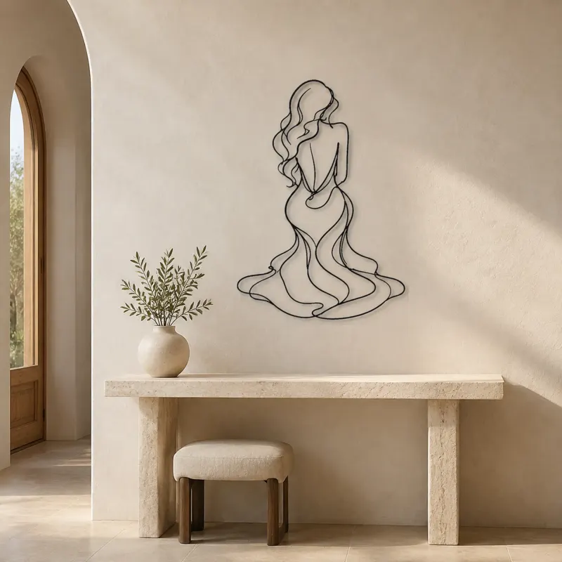 Long Hair Back Pose Metal Wall Art | Feminine Figure Wall Decor - lifestyle view 3