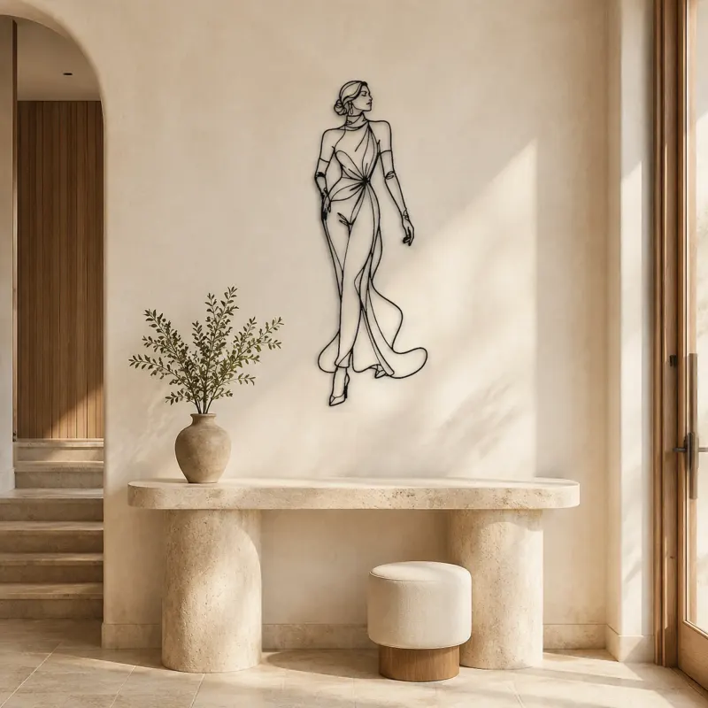 Long Glove Model Metal Wall Art | Fashion Figure Wall Decor - lifestyle view 3