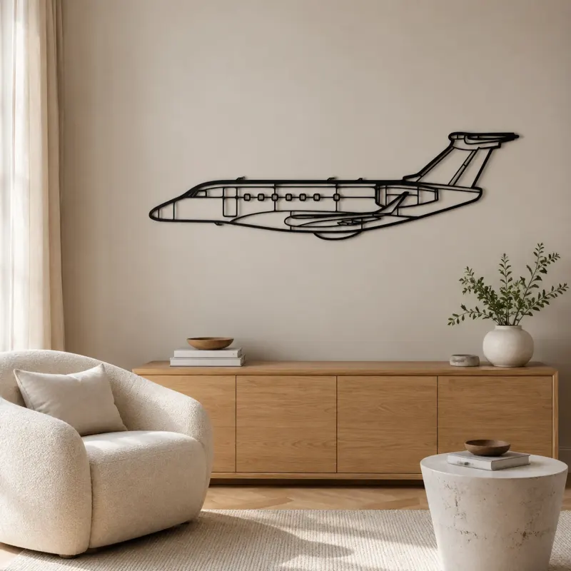 Praetor 600 Airplane Silhouette Metal Wall Art, Metal Aircraft Silhouette, Aviation Wall Decor, Aviator Decor - lifestyle view 5