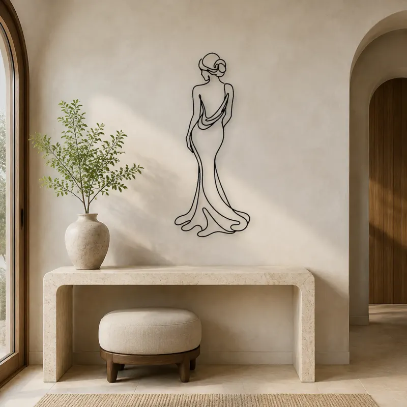 Turned Back Portrait Metal Wall Art | Feminine Figure Wall Decor - lifestyle view 3