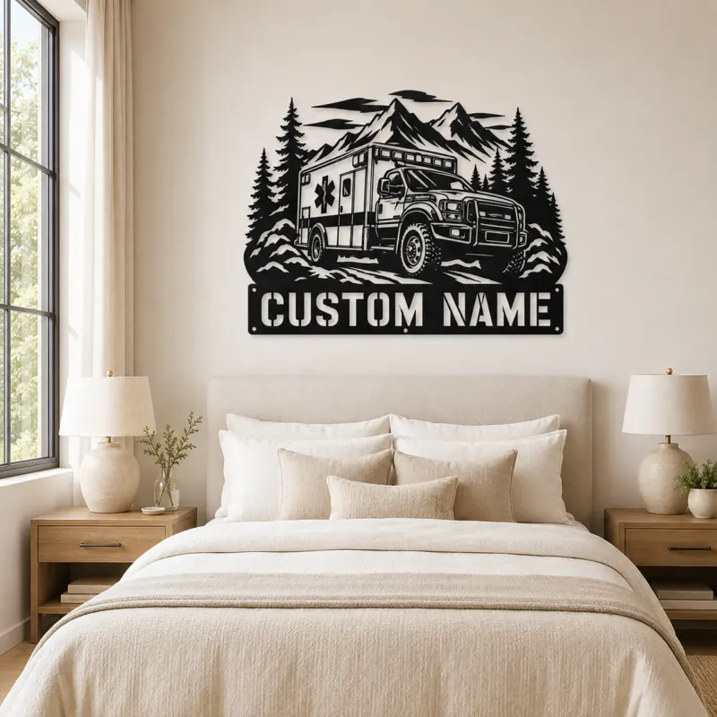 Personalized Mountain Rescue Ambulance Metal Wall Art - lifestyle view 2