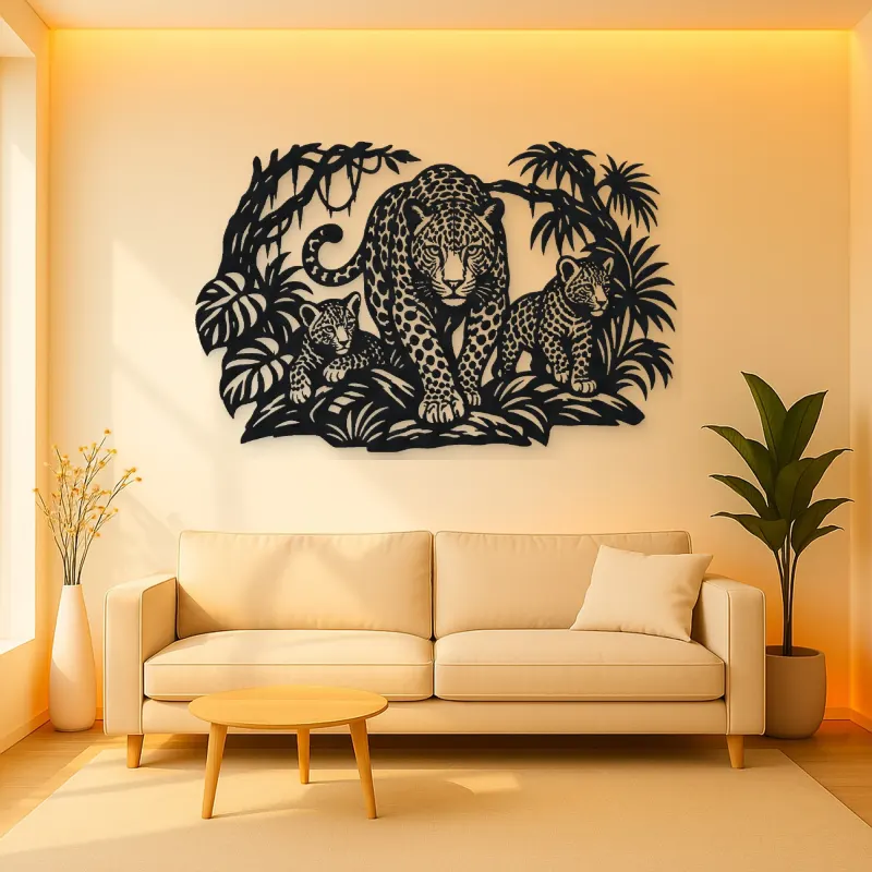 Leopard Jungle Metal Wall Art | Wildlife Silhouette Decor