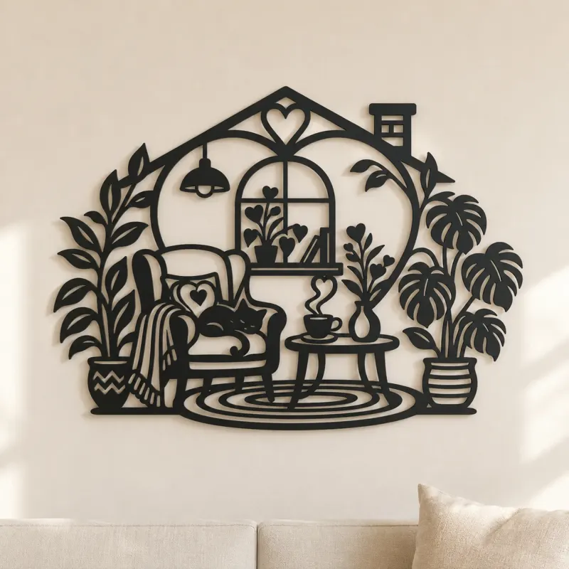 Home Sweet Herzsymbol Metall-Wandkunst | Gemütliche Wohnraum Dekoration