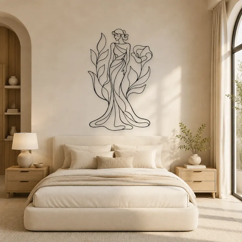 Botanical Gown Muse Metal Wall Art | Botanical Woman Wall Decor - lifestyle view 2