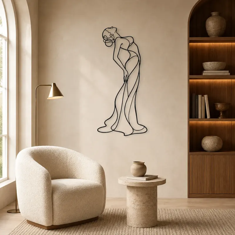Standing Back Arch Metal Wall Art | Feminine Figure Wall Decor - lifestyle view 5
