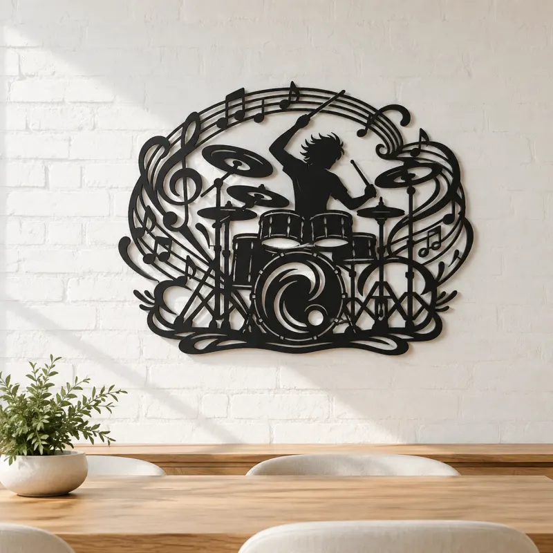 Drum Rhythm Circle Metal Wall Art | Modern Abstract Metal Decor - lifestyle view 4