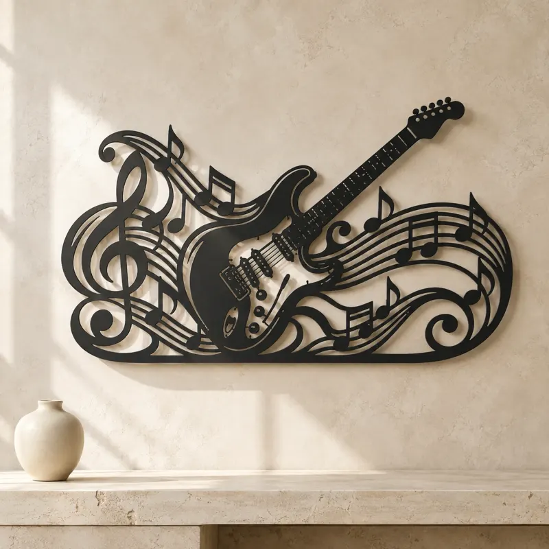 Guitar Melody Flow Metal Wall Art | Music Room Wall Decor - lifestyle view 3